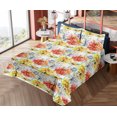 thumbnail image 4 of Ambesonne Floral Fitted & Flat Sheet with Shams 4 Pcs Set, Chrysanthemum Flowers Print, Queen, Vermilion Mustard and Green, 4 of 5