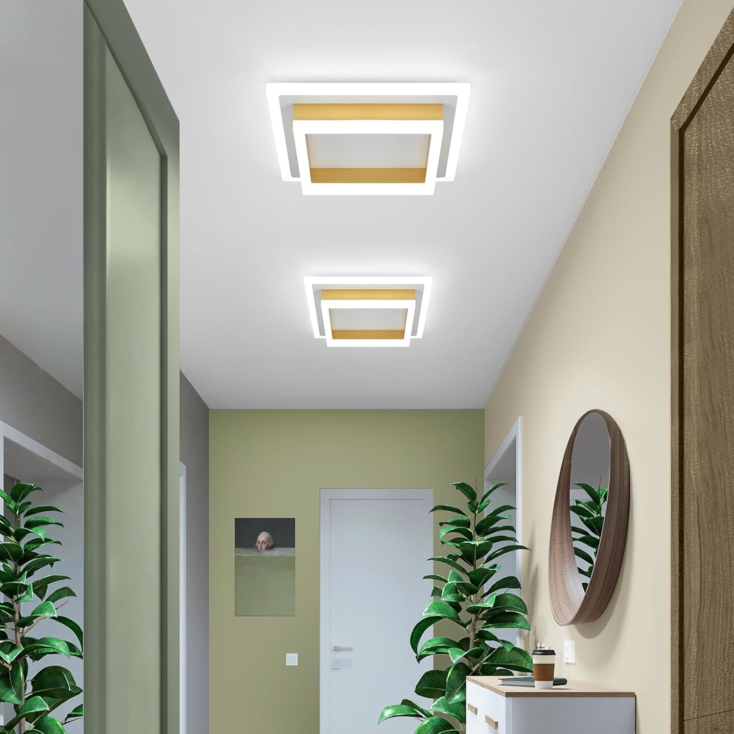 32W Flush Mount Modern LED Ceiling Lights, White Small Hallway Ceiling Light, Cool White 6000K Acrylic LED Ceiling Light Fixtures, Close to Ceiling Lights for Bedroom Dining Room Kitchen Bathroom