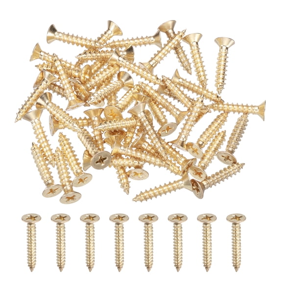 Uxcell 50Pcs ST5 x 25mm Pan Head Self Tapping Screws for Metal, Gold