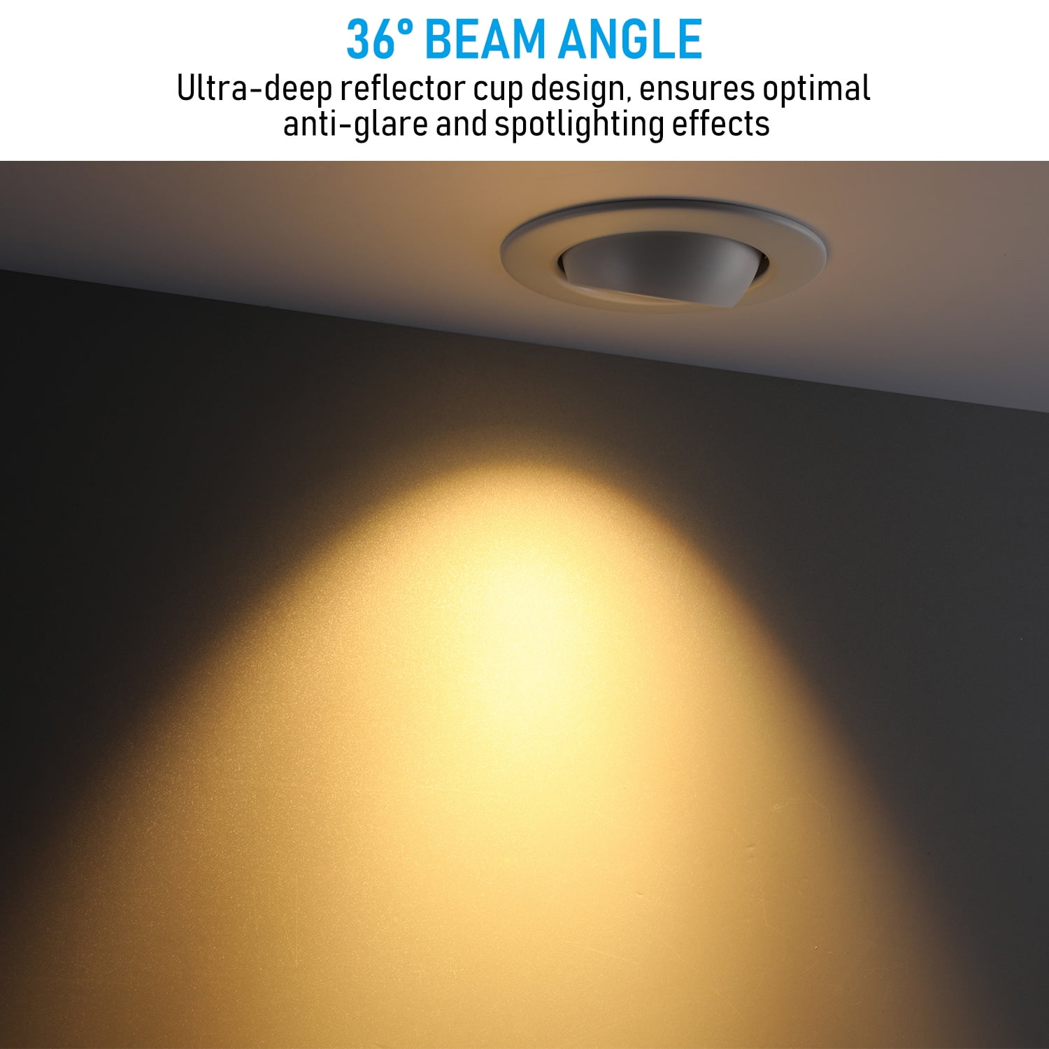 8 Pack 6" 5CCT LED Gimbal Recessed Light Dimmable, 2700K/3000K/3500K/4000K/5000K Selectable, 12W CRI90 Directional Eyeball Can Light