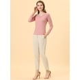 thumbnail image 2 of Top de blusa de encaje de manga larga transparente con bordado floral para mujer Rosa XS, 2 of 5