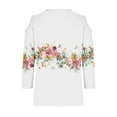 thumbnail image 7 of White Women's Long Sleeve T-shirt, 3/4 Length Sleeve Womens Tops 2025 Spring Neck Casual Print Tunic T Shirts Three Quarter Length Womens Tops,Women's Long sleeve T-shirt XXL, 7 of 7