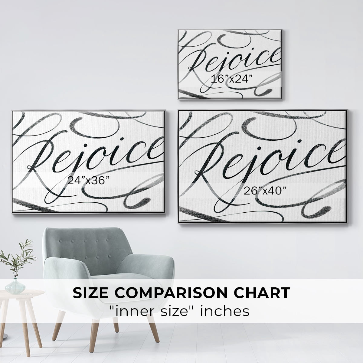 Rejoice - Framed Gallery Wrapped Holiday Canvas - 27 x 41 - Silver Frame