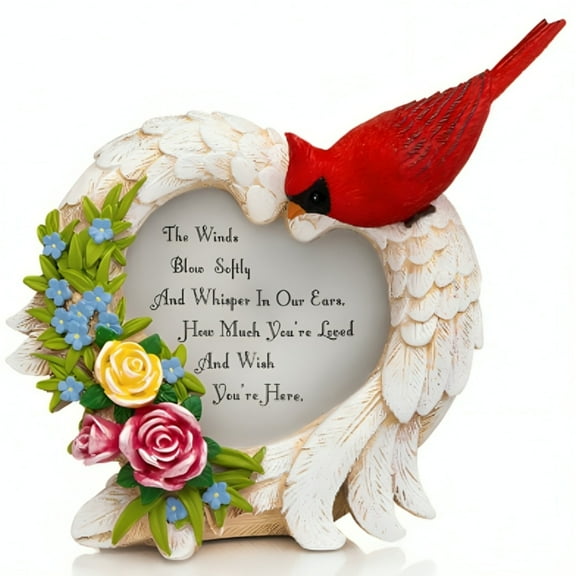 The Hamilton Collection On Angels Wings Figurine Issue #1: The Winds Blow Softly Cardinal Figurine with Heart-Shaped Angel Wings Handcrafted Bereavement Keepsake by Blake Jensen 5-inches