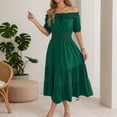 thumbnail image 6 of DHFJKG Wedding Guest Dresses For Women Summer Off Shoulder Long Dress Casual Puffy Short Sleeve Smocked Waist Flowy A-Line Sundress Comfortable Dresses, 6 of 9