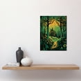thumbnail image 2 of Cabin Hut in the Forest Green and Orange Linocut Unframed Wall Art Print Poster Home Decor Premium, 2 of 5