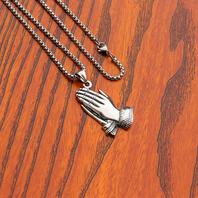 Mens praying store hands necklace
