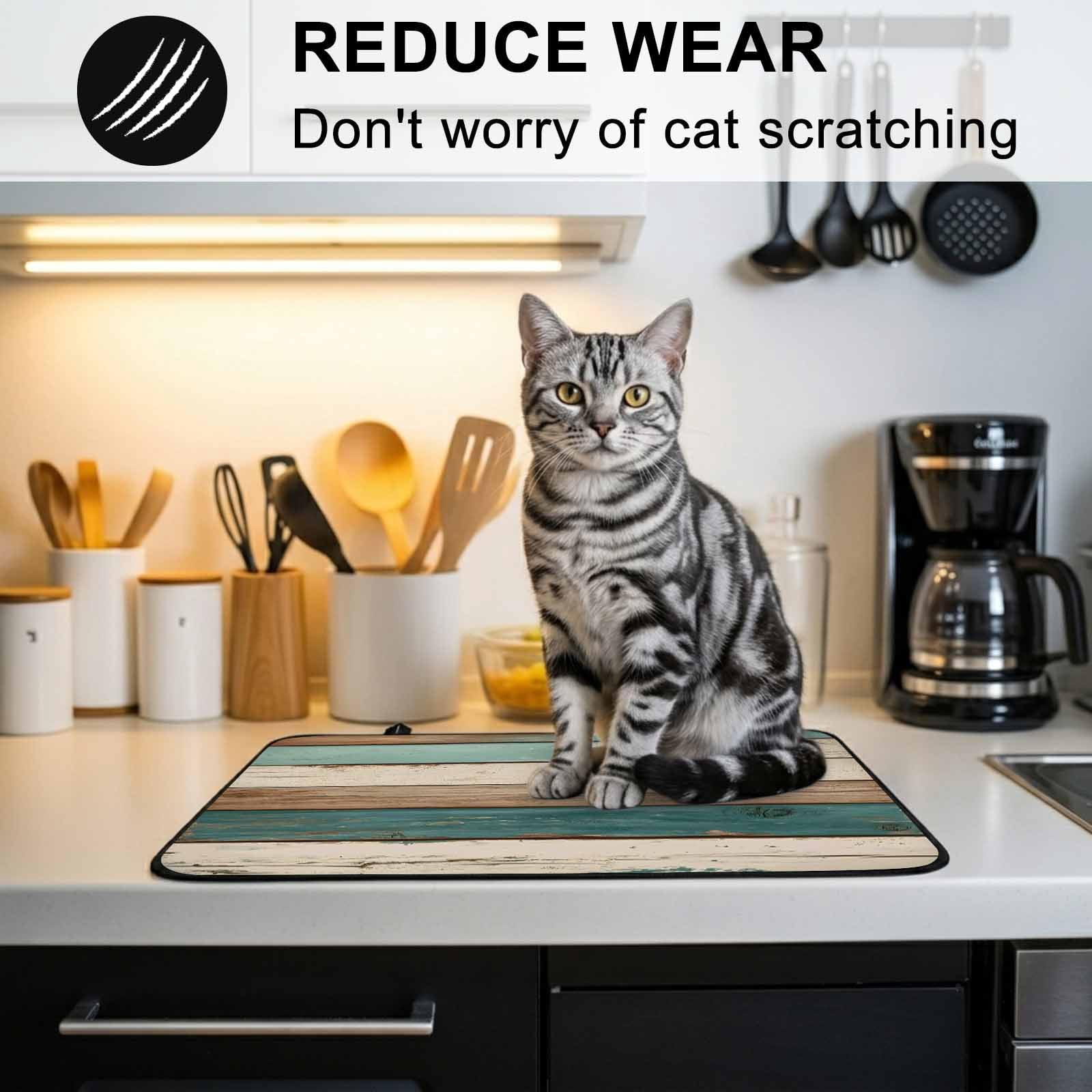 Farmhouse Teal Brown Stove Top Cover for Electric Stove, Heat-proof & Non Slip Glass Top Stove Cover Protector, Retro Ombre Wooden Kitchen Flat Cooktop Rubber Mat 24x21 Inches