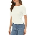thumbnail image 4 of Allegra K Women's Casual Round Neck Summer Crop Short Sleeve Twist Knot T-Shirt, 4 of 5