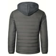 thumbnail image 3 of Brondbend Men's Coats Mens Jackets Hooded Long Sleeved Zipper Pocket Outerwear Solid Color Comfortable Jacket Loose Fit Weekend Tops Gray, 3 of 6