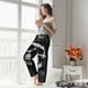 thumbnail image 5 of Balery Black White Hat Skull Pantalones de pijama para mujer, pijamas ultraligeros, pantalones de estar por casa-Medium, 5 of 6