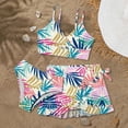 thumbnail image 2 of Girls' 3 Piece Set Floral Print Bikini Swimsuit with Drawstring Beach Skirt Cute Ruched Bathing Suit,Pink, 2 of 4