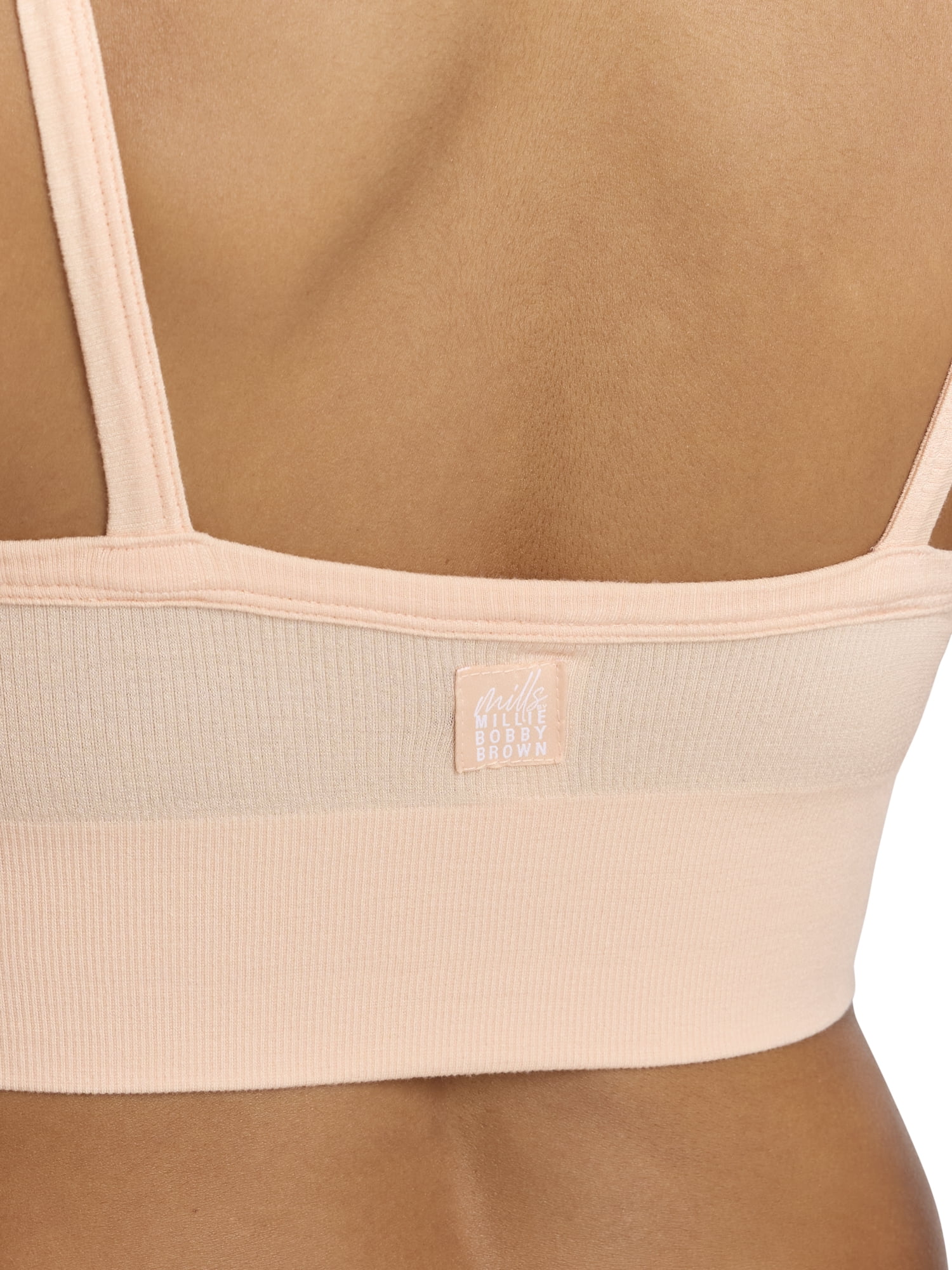 Mills by Millie Bobby Brown Women's Softie Ribbed V-Neck Bralette, Sizes XS-XXXL