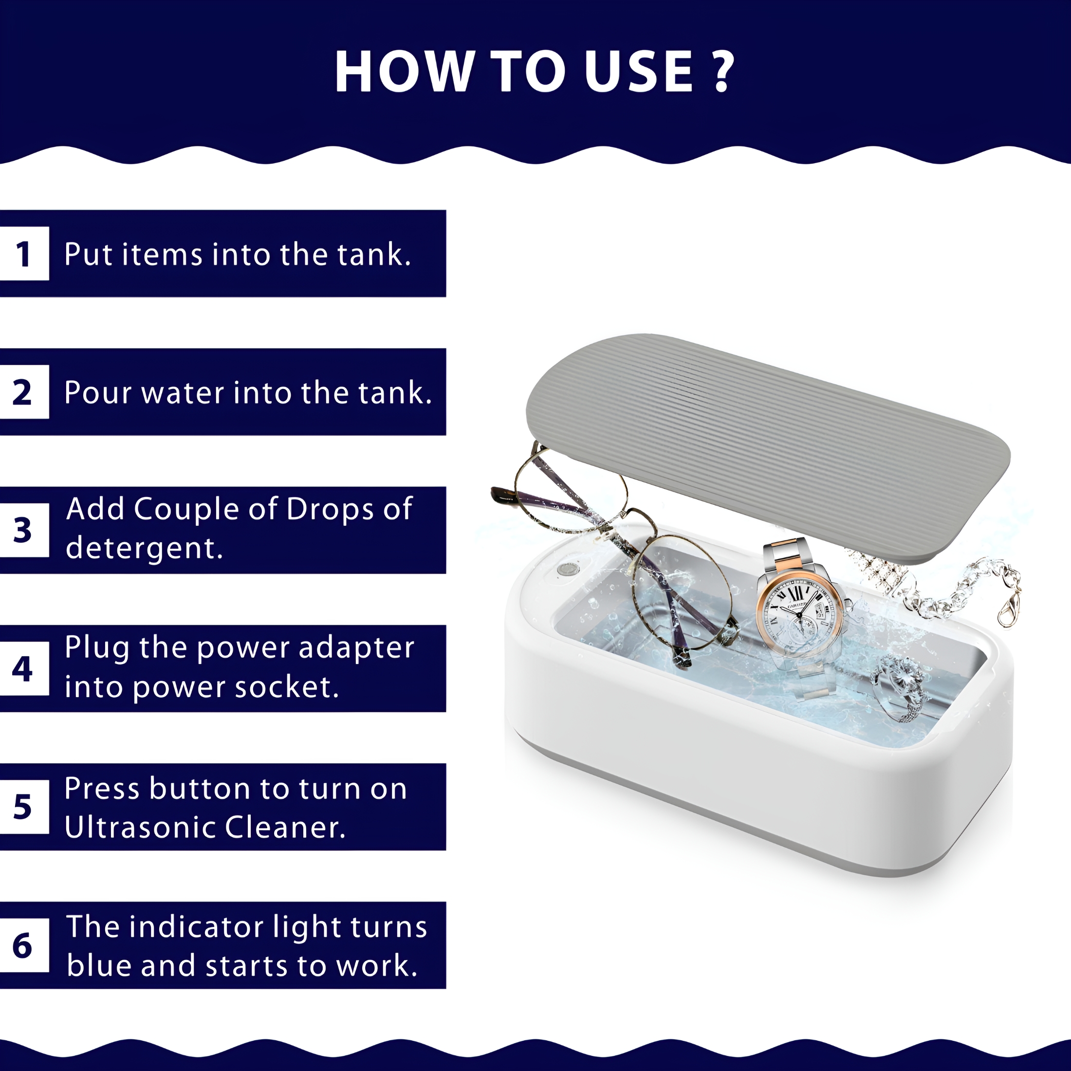 ACDANC 2026 New Ultrasonic Jewelry Cleaner Machine 48Khz, 640Ml Tank with Timer & Accessories for Jewelry Cleaning, Glasses Cleaning, Watch Cleaning, Denture Cleaning