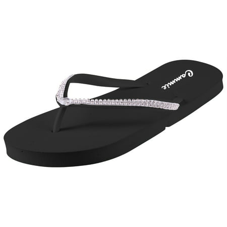 Enimay Women's Casual Classic Summer Beach Pool Vacation Flip Flop Sandals Diamond Black Size