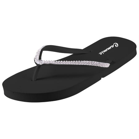 Kiltie Classic Golf Sandals - Enimay Women's Casual Classic Summer Beach Pool Vacation Flip Flop Sandals Diamond Black Size 5