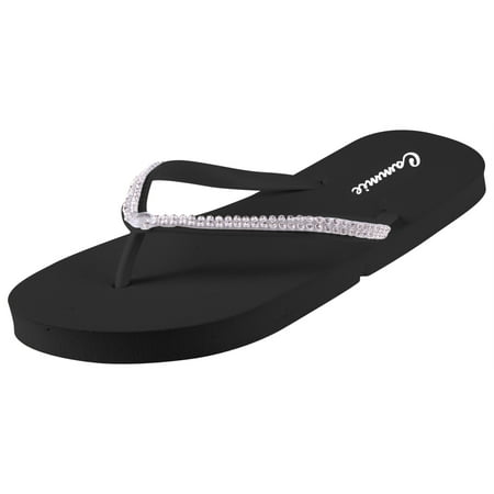 Enimay Women's Casual Classic Summer Beach Pool Vacation Flip Flop Sandals Diamond Black Size (Best Womens Flip Flops For Beach)