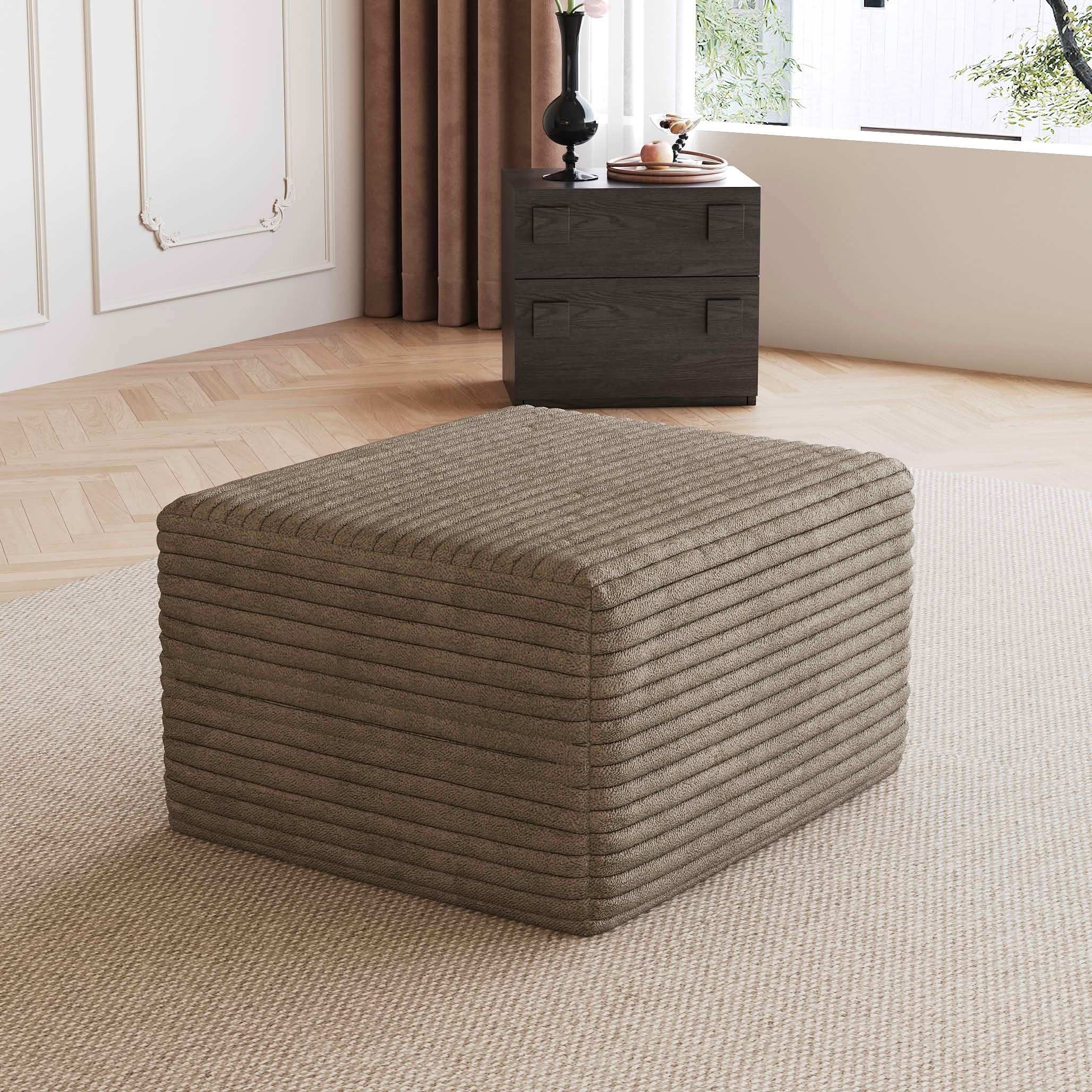 MAYEERTY Corduroy Sofa Ottoman, Plush Soft Footrest, Modular Leisure Stool with No Assembly Required, Suitable for Living Room, Apartment and Bedroom