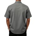 thumbnail image 6 of Mens Short Sleeve Button Down Shirt Casual Print Pocket Top Summer Lightweight Blouse for Work Travel Out Activities Gray S, 6 of 6