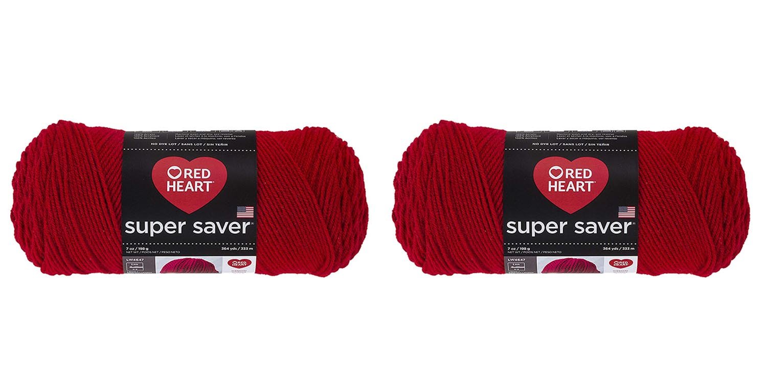 RED HEART Super Saver Yarn, Cherry Red 2 pack