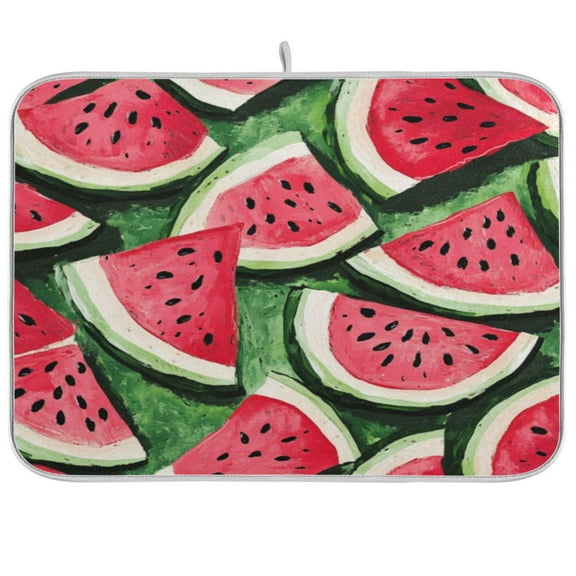 Kitchen Drying Mat 16x18In Drying Dish Mat Dish Drying Mats Kitchen Countertop Multi-Function Drain Drying Mat Kitchen Table Watermelon Cartoon1