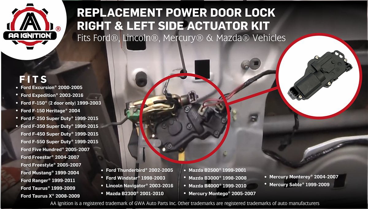 Fits Ford F150 AA Ignition Power Door Lock Actuator F250, Right & Left 2000 F150 Power Door Locks Not Working