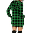 thumbnail image 4 of MAWCLOS Robes à Capuche pour Femmes Midi Longues Chandail à Capuche à Enfiler Manche Chandail Robe Décontractée Automne Carreaux Vert G, 4 of 6
