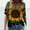 Yellow5, variant on Women's Casual Painting Printed Shirt Landscape Floral Loose Fit Tops Summer V-Neck Short Sleeved Retro T-Shirts