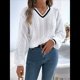 thumbnail image 4 of Suéter Informal de Larga con Cuello en V para Mujer, Jersey de Rayas Moderno de Punto , Suéteres Preppy. M, 4 of 10