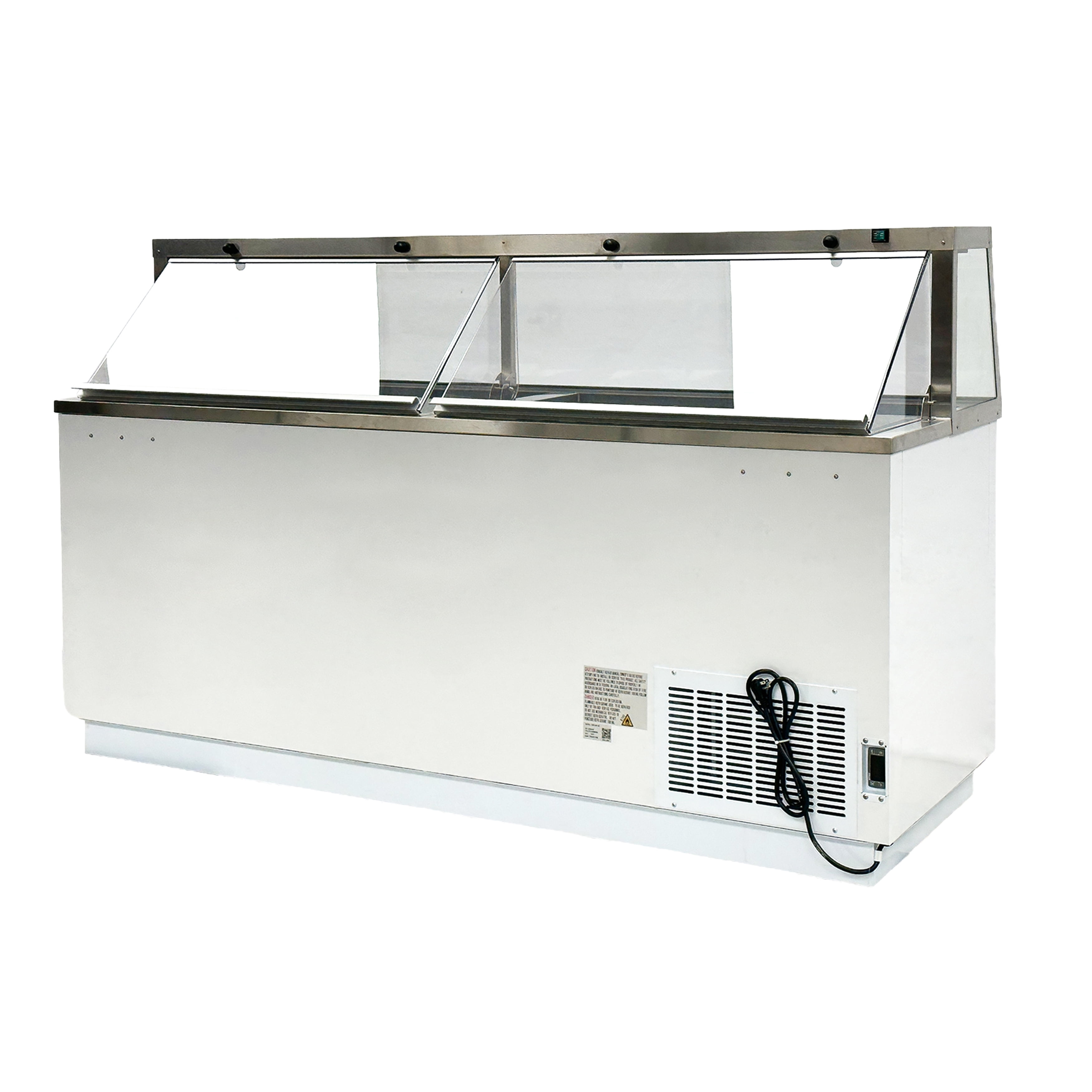 88 in. 16 Tub Ice Cream Gelato Dipping Cabinet Display Freezer, Understorage Big Capacity, Viewing Window, White   88.6''W x 27.6''D x51.4'' H