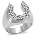thumbnail image 2 of Eternal Sparkles Men's CZ Clear Stone Horseshoe Horse Equestrian Novelty Fashion Statement Ring - Silver, 2 of 2