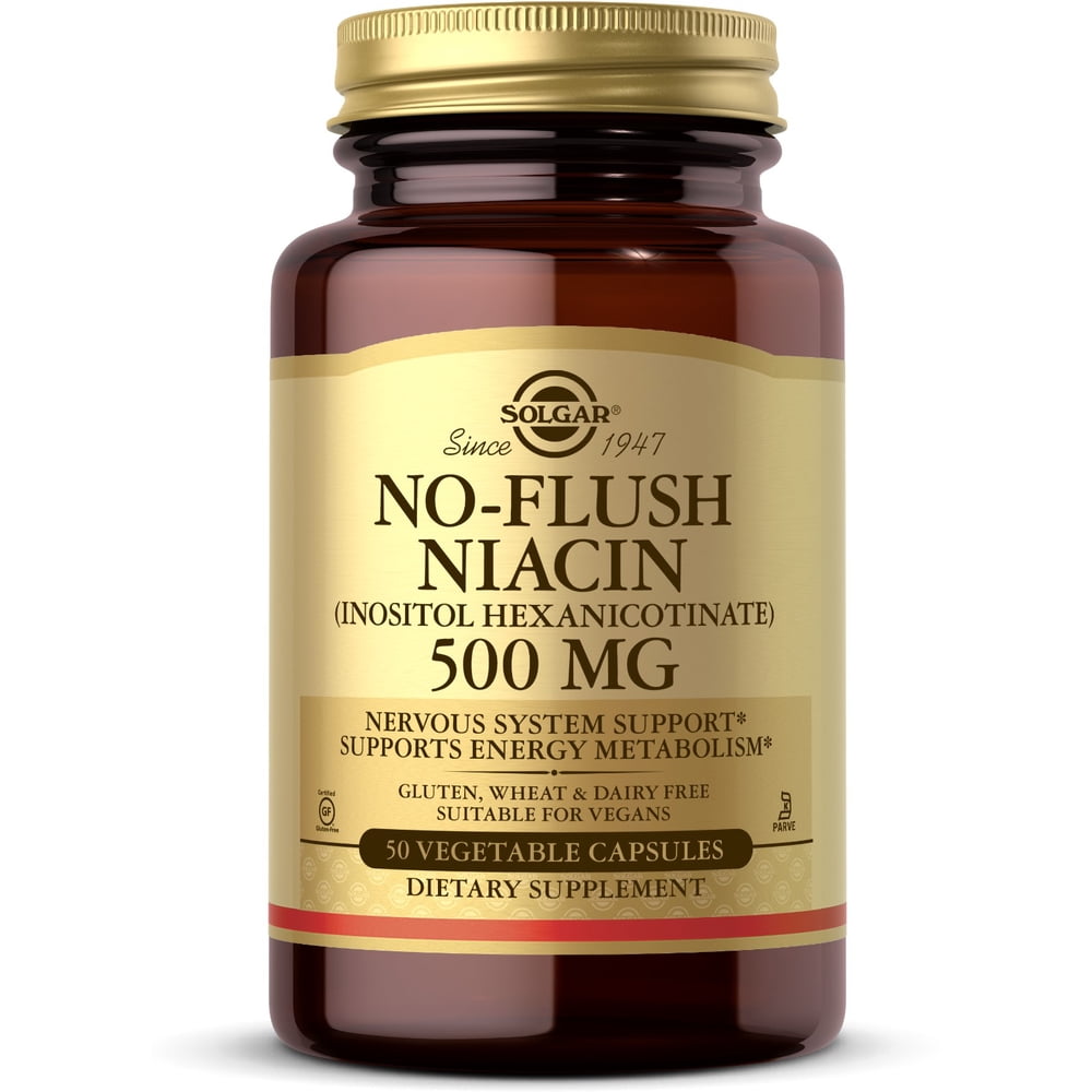 Solgar NoFlush Niacin 500 mg Vegetable Capsules (Vitamin B3) (Inositol