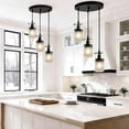 thumbnail image 2 of YANSUN 11.8 in Matte Black 3-Light Cluster Pendant Light, Farmhouse Industrial Hanging Lamp with Furnace Glass Shades, Adjustable Height for Dining Room, Kitchen Island, 2 of 8
