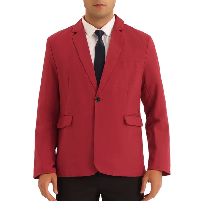 Blazers formales INSPIRE CHIC para hombres, corte slim, color sólido, chaquetas para prom, bodas y deportes, burdeos M