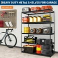 thumbnail image 3 of 2500LBS 60" W x 24" D x 72" H Heavy Duty Garage Shelving, Adjustable 5-Tier Storage Shelves, Industrial Metal Shelving Units, Steel Organizer Wire Rack, Black, 3 of 7