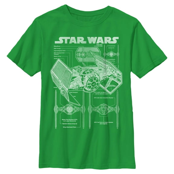 Boys Star Wars TIE Fighter Schematic T Shirt