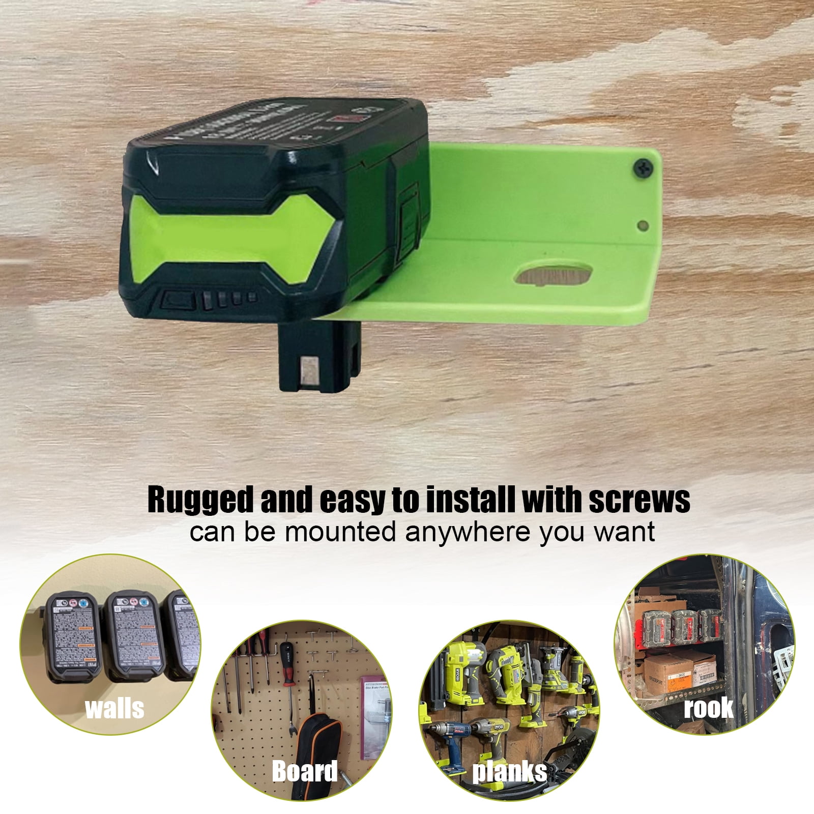 10 Packs Battery Holders Compatible with Ryobi 18V Wall Mounted Battery Holder with 2 Slots Drill Tool Storage Rack Organizer