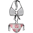 thumbnail image 3 of Kirby Pattern Women Bikini Set Sexy Two Pieces Halter String Swimsuit Triangle Briefs Tie Side Bottom, 3 of 7