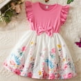 thumbnail image 4 of Ruyang Ruffles Sleeve Knit Flower Girls Dress Crew Neck Ribbed Summer Pleated Dresses Cute Print Pleated Casual Dresses, 4 of 4