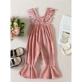 thumbnail image 4 of nvzhuang Toddler Girls Autumn Winter Jumpsuit Ruffle Sleeve Velvet One-piece Suspender Flared Pants, 4 of 7