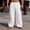 #111-White, variant on Men's Linen Blend Wide Leg Pants Elastic Waist Drawstring Breathable Loose Fit Summer Beach Trousers White L Gifts for Father