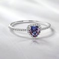 thumbnail image 2 of JeenMata Anillo de Bodas de 1 Quilate con Forma de Corazón (Alejandrita, Piedra Natal de Junio) en Oro Blanco de 18 K sobre Plata, 2 of 6