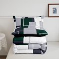 thumbnail image 5 of Homewish Minimalist Modern Block Twin Comforter Sets,Classic Abstract Geometric Bedding Set,Green,Black Reversible,2-Piece,1 Comforter and 1 Pillowcase, 5 of 7