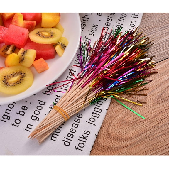 MLINS Assorted Color Firework Cocktail Picks Handmade Bamboo Toothpicks Decorative Appetizer Picks for Parties 400 Pcs