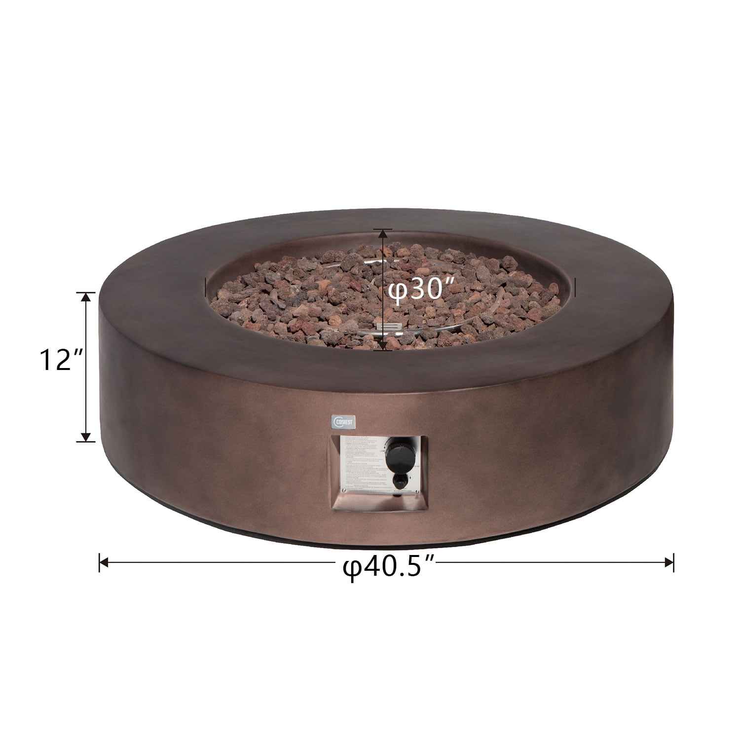 VENTOPYR Outdoor Propane Fire Pit Coffee Table with Bronze Round Base Patio Heater