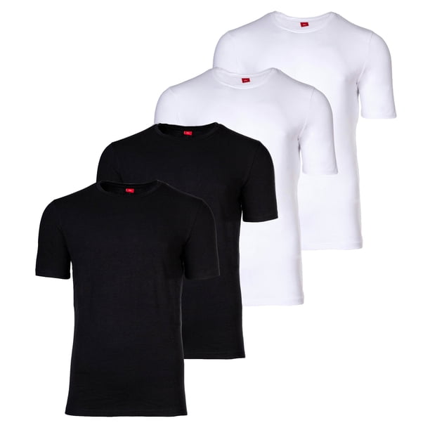 s.Oliver Camiseta para hombre, 4-Pack - Básica, Cuello redondo, Liso Blanco/negro XXL (XX-Large)
