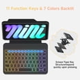 thumbnail image 4 of HOU Étui Clavier pour iPad Mini 7/6, Support Réglable à 156°, Étui Protecteur Complet Détachable pour iPad Mini 7/6, 11 Touches de Raccourci, Rétroéclairage 7 Couleurs, PU en Silicone, Multifonction, Bluetooth, 4 of 7