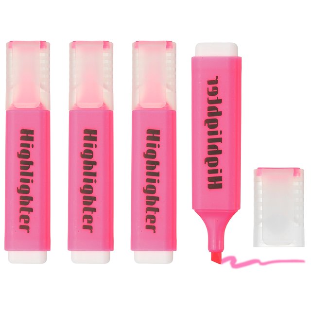 Bolígrafo resaltador Uxcell, 4 marcadores de punta ancha a base de agua, resaltadores pastel para oficina y uso diario, H5821 Rosa
