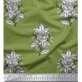thumbnail image 1 of Soimoi Moss Georgette Fabric Leaves & Floral Block Fabric Prints by Yard 42 Inch Wide, 1 of 3