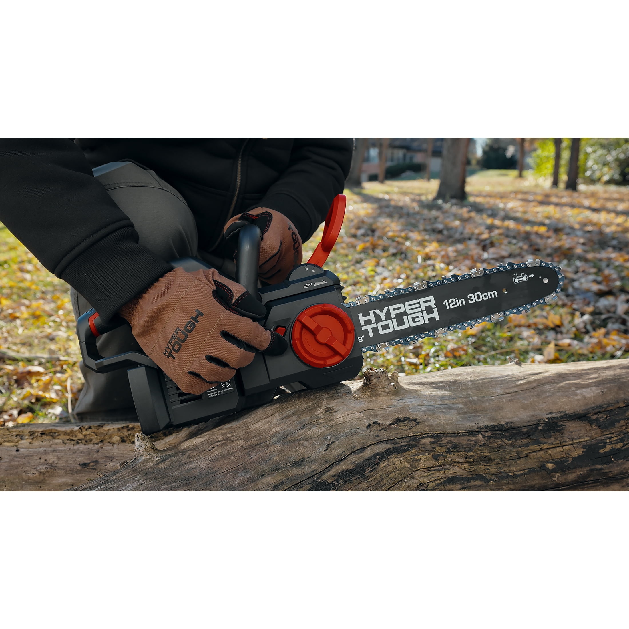 Hyper Tough 12" 20V Brushless Cordless Chainsaw with 20V Max 4.0Ah Battery and Charging Cable